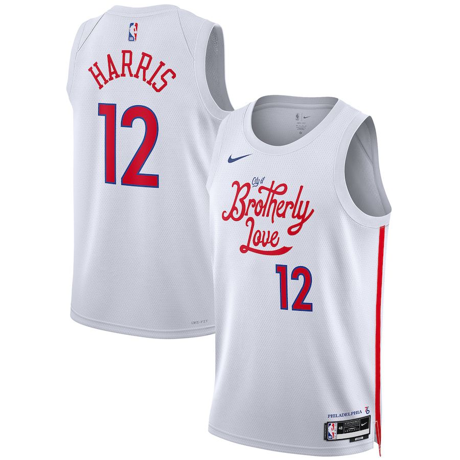 Men Philadelphia 76ers 12 Tobias Harris Nike White City Edition 2022-23 Swingman NBA Jersey